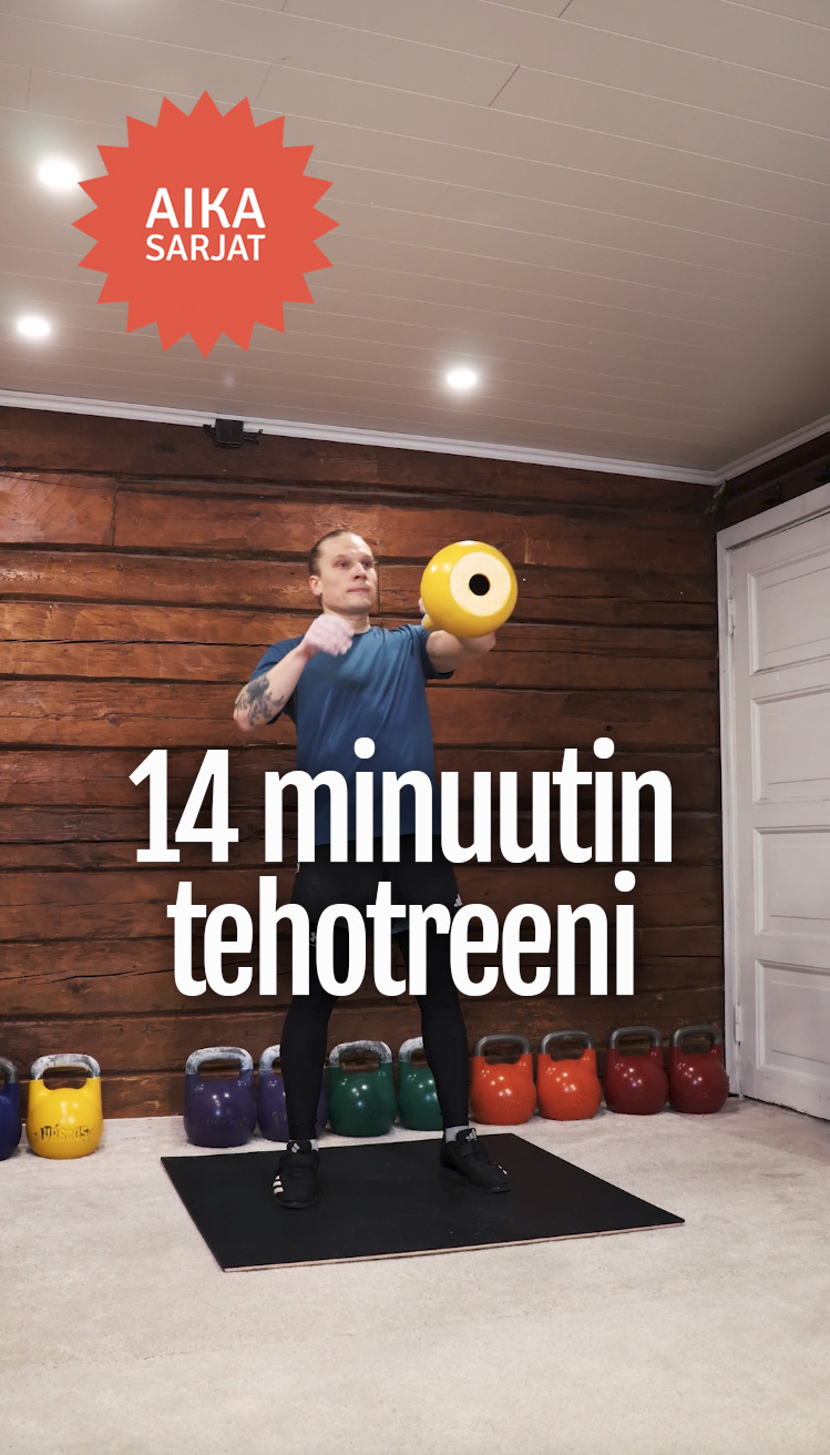 14 minuutin tehotreeni kahvakuulalla