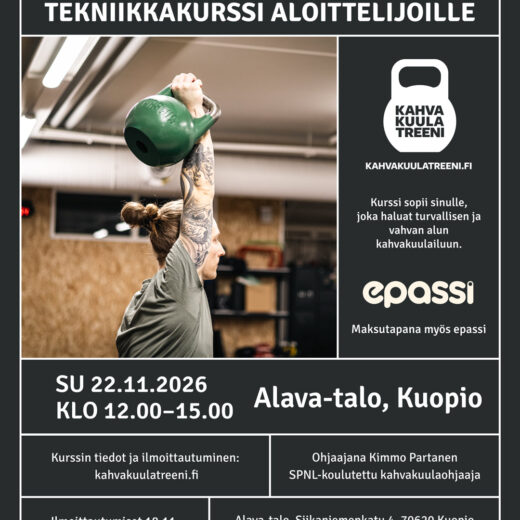 Kahvakuulaurheilun tekniikkakurssi aloittelijoille Kuopiossa